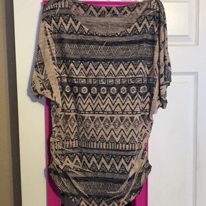 Tan & gray Aztec top